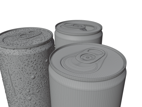 Slim 250ml Beverage Can Open and Closed Tabs with Droplets Model 3D