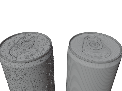 Slim 250ml Beverage Can Open and Closed Tabs with Droplets Model 3D