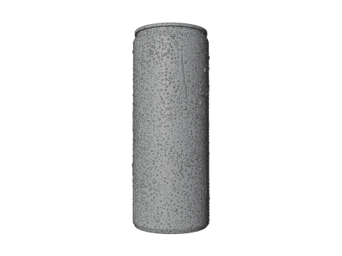 Slim 250ml Beverage Can Open and Closed Tabs with Droplets 3D Model