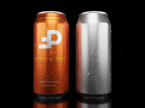 Sleek 200ml Beverage Can Open and Closed Tabs with Droplets 3D Model