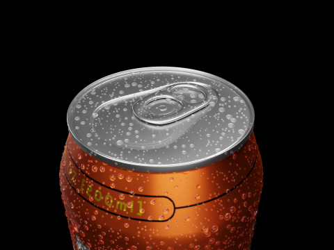 Sleek 200ml Beverage Can Open and Closed Tabs with Droplets 3Dモデル