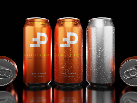 Sleek 200ml Beverage Can Open and Closed Tabs with Droplets 3Dモデル