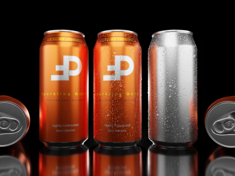 Sleek 200ml Beverage Can Open and Closed Tabs with Droplets 3D Model