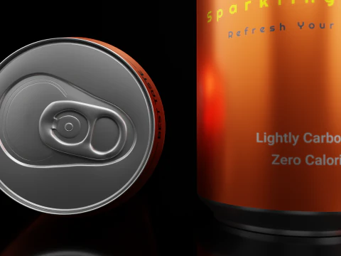 Sleek 200ml Beverage Can Open and Closed Tabs with Droplets 3D Model
