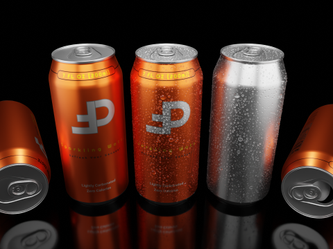 Sleek 200ml Beverage Can Open and Closed Tabs with Droplets 3Dモデル