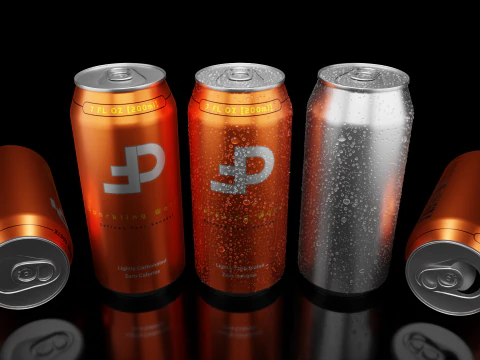 Sleek 200ml Beverage Can Open and Closed Tabs with Droplets 3D Model