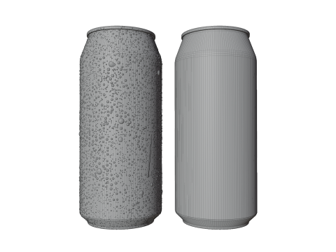 Sleek 200ml Beverage Can Open and Closed Tabs with Droplets 3Dモデル