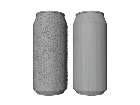 Sleek 200ml Beverage Can Open and Closed Tabs with Droplets 3D Model