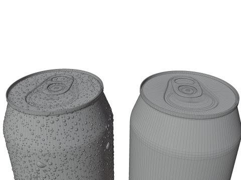 Sleek 200ml Beverage Can Open and Closed Tabs with Droplets 3Dモデル