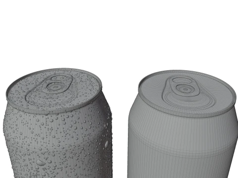 Sleek 200ml Beverage Can Open and Closed Tabs with Droplets 3D Model