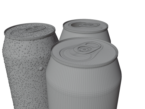 Sleek 200ml Beverage Can Open and Closed Tabs with Droplets 3Dモデル