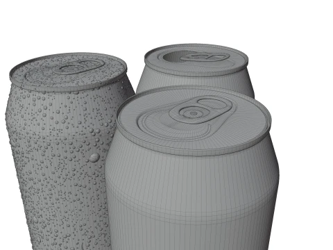 Sleek 200ml Beverage Can Open and Closed Tabs with Droplets 3D Model