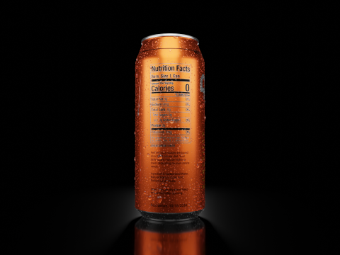Sleek 250ml Beverage Can Open and Closed Tabs with Droplets 3D 模型