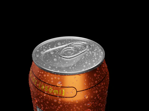 Sleek 250ml Beverage Can Open and Closed Tabs with Droplets 3D Model
