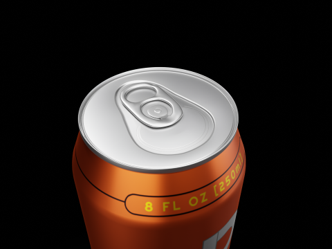 Sleek 250ml Beverage Can Open and Closed Tabs with Droplets 3D 模型