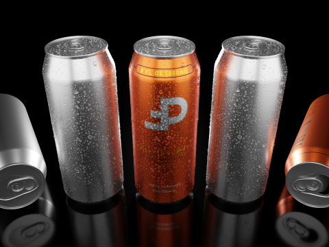Sleek 250ml Beverage Can Open and Closed Tabs with Droplets 3D 模型