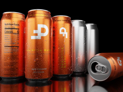 Sleek 250ml Beverage Can Open and Closed Tabs with Droplets 3D Model