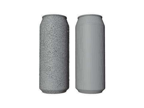 Sleek 250ml Beverage Can Open and Closed Tabs with Droplets 3D 模型