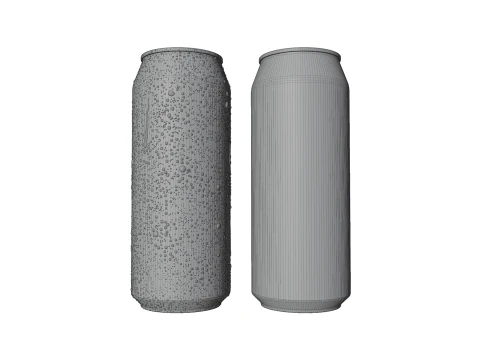 Sleek 250ml Beverage Can Open and Closed Tabs with Droplets 3D Model