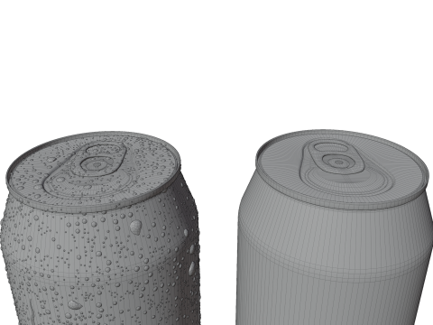 Sleek 250ml Beverage Can Open and Closed Tabs with Droplets 3D 模型