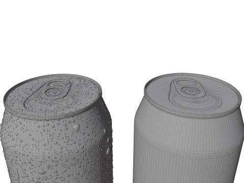 Sleek 250ml Beverage Can Open and Closed Tabs with Droplets 3D Model