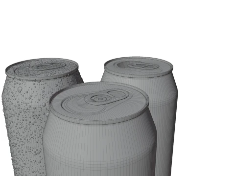 Sleek 250ml Beverage Can Open and Closed Tabs with Droplets 3D Model