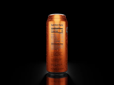 Sleek 330ml Beverage Can Open and Closed Tabs with Droplets 3D Model