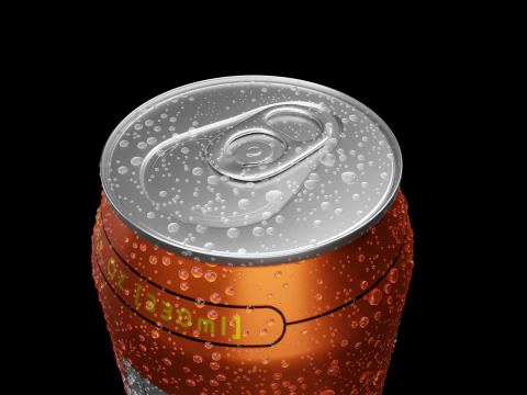 Sleek 330ml Beverage Can Open and Closed Tabs with Droplets 3D Model