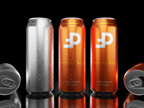 Sleek 330ml Beverage Can Open and Closed Tabs with Droplets 3D Model