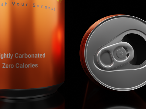 Sleek 330ml Beverage Can Open and Closed Tabs with Droplets 3D Модель