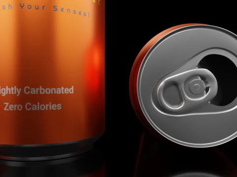 Sleek 330ml Beverage Can Open and Closed Tabs with Droplets 3D Model