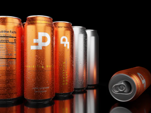 Sleek 330ml Beverage Can Open and Closed Tabs with Droplets 3D Model