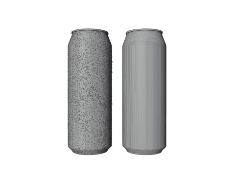 Sleek 330ml Beverage Can Open and Closed Tabs with Droplets 3D Model