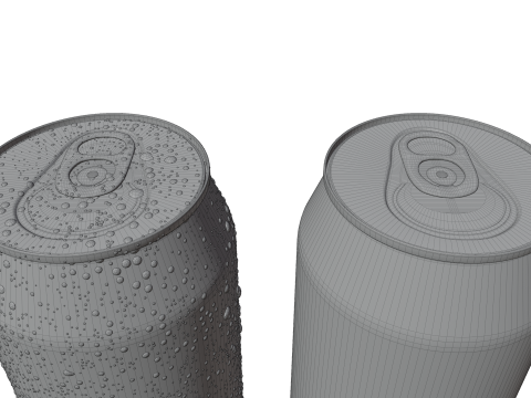 Sleek 330ml Beverage Can Open and Closed Tabs with Droplets 3D Модель