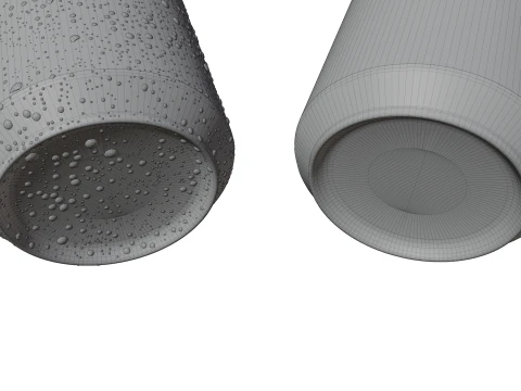 Sleek 330ml Beverage Can Open and Closed Tabs with Droplets 3D Model