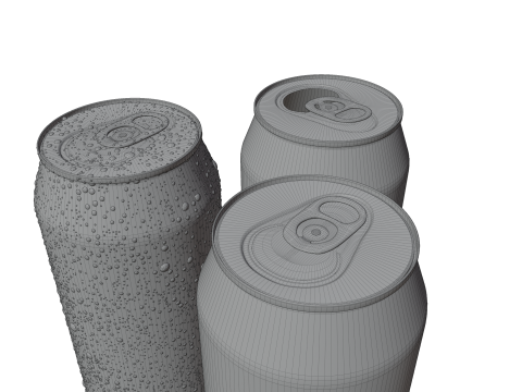 Sleek 330ml Beverage Can Open and Closed Tabs with Droplets 3D Модель