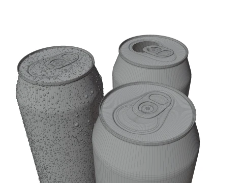 Sleek 330ml Beverage Can Open and Closed Tabs with Droplets 3D Model