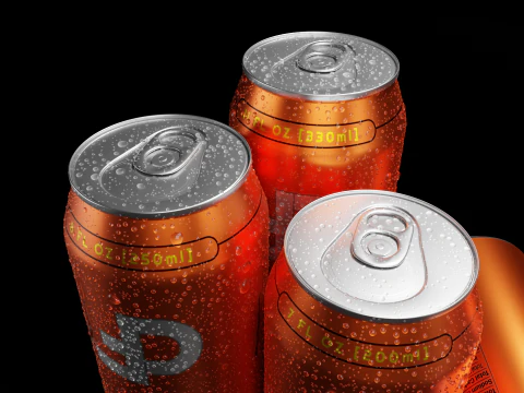 Sleek Beverage Cans Set Open and Closed Tabs with Droplets 3D Model