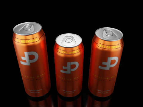 Sleek Beverage Cans Set Open and Closed Tabs with Droplets 3D Model