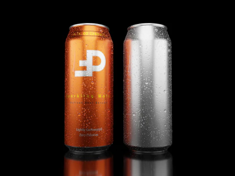 Sleek Beverage Cans Set Open and Closed Tabs with Droplets 3D Model