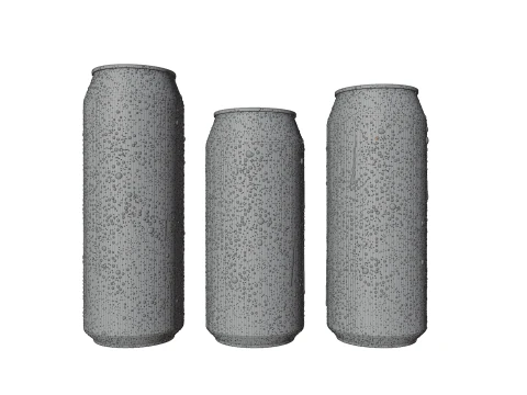 Sleek Beverage Cans Set Open and Closed Tabs with Droplets 3D Model