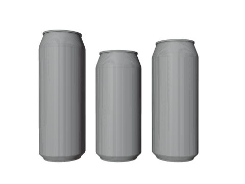 Sleek Beverage Cans Set Open and Closed Tabs with Droplets Model 3D