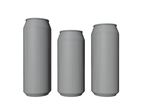 Sleek Beverage Cans Set Open and Closed Tabs with Droplets 3D Model