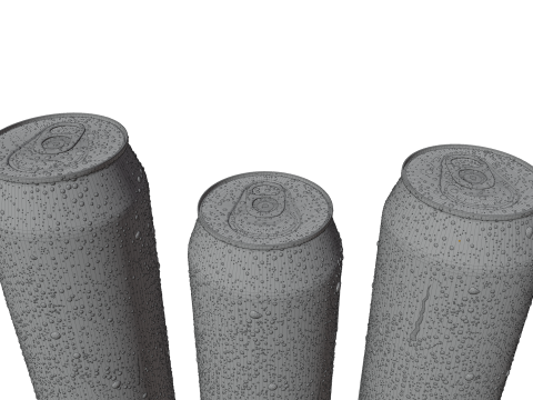 Sleek Beverage Cans Set Open and Closed Tabs with Droplets Model 3D