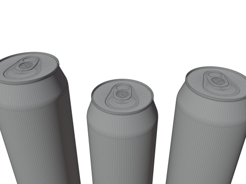 Sleek Beverage Cans Set Open and Closed Tabs with Droplets Model 3D