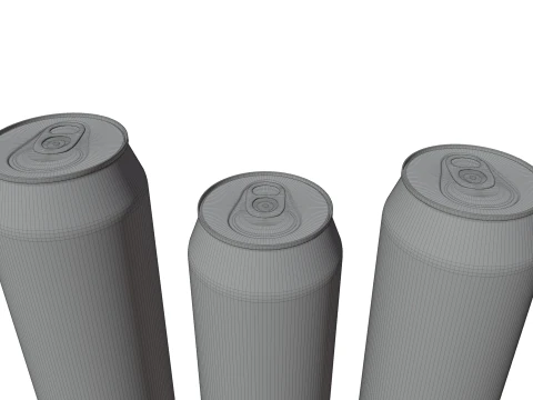 Sleek Beverage Cans Set Open and Closed Tabs with Droplets 3D Model