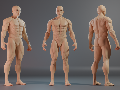 Realistic 3D Male Muscular Character Game-Ready Highly Detailed Modelo 3D