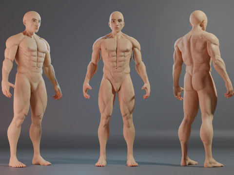 Realistic 3D Male Muscular Character Game-Ready Highly Detailed 3D Model