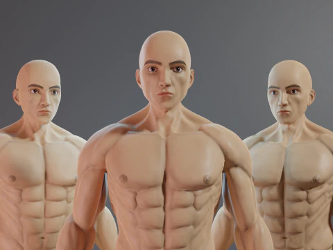 Realistic 3D Male Muscular Character Game-Ready Highly Detailed 3D Model