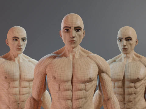 Realistic 3D Male Muscular Character Game-Ready Highly Detailed 3D Model